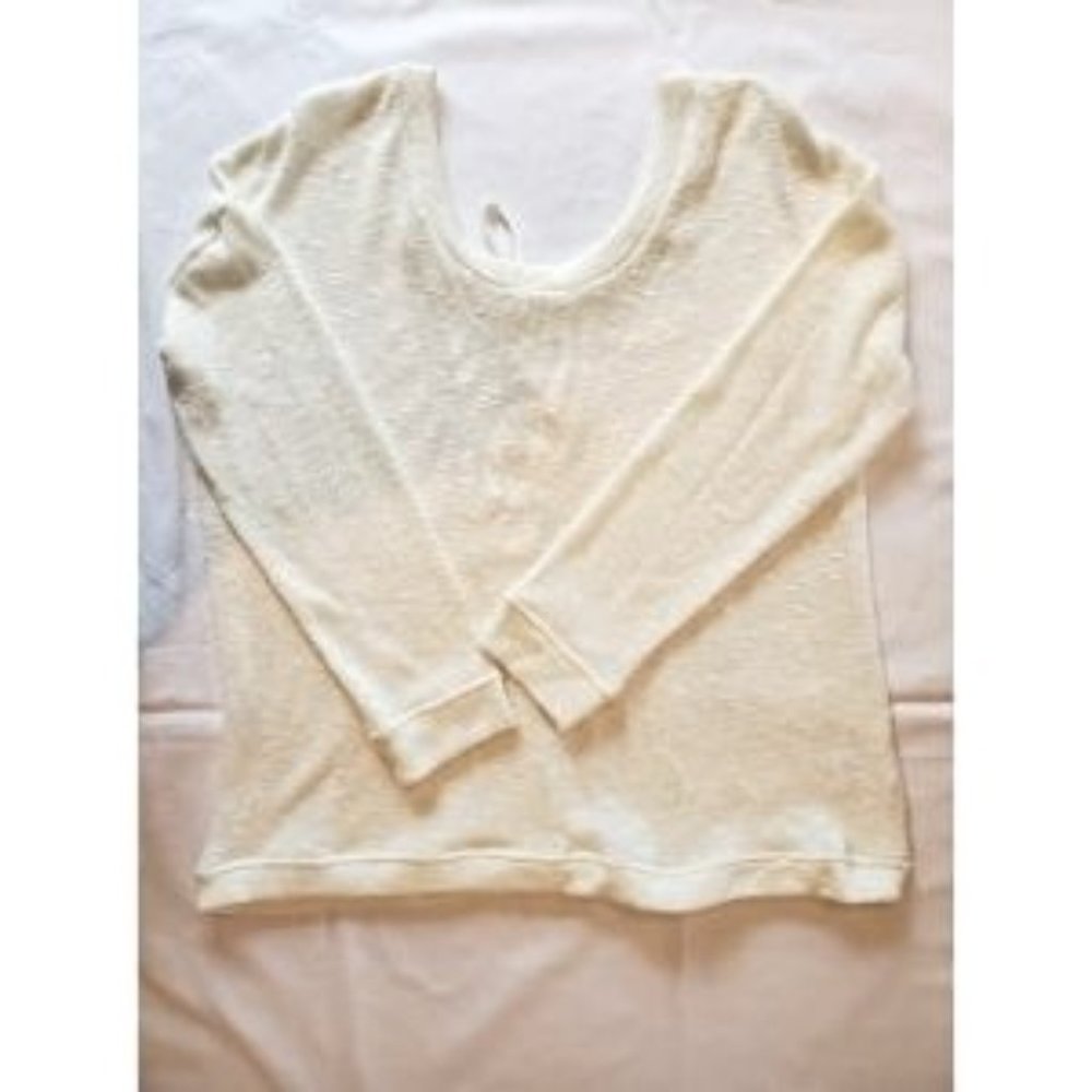 White Long Sleeve Lace Up Back Sweater